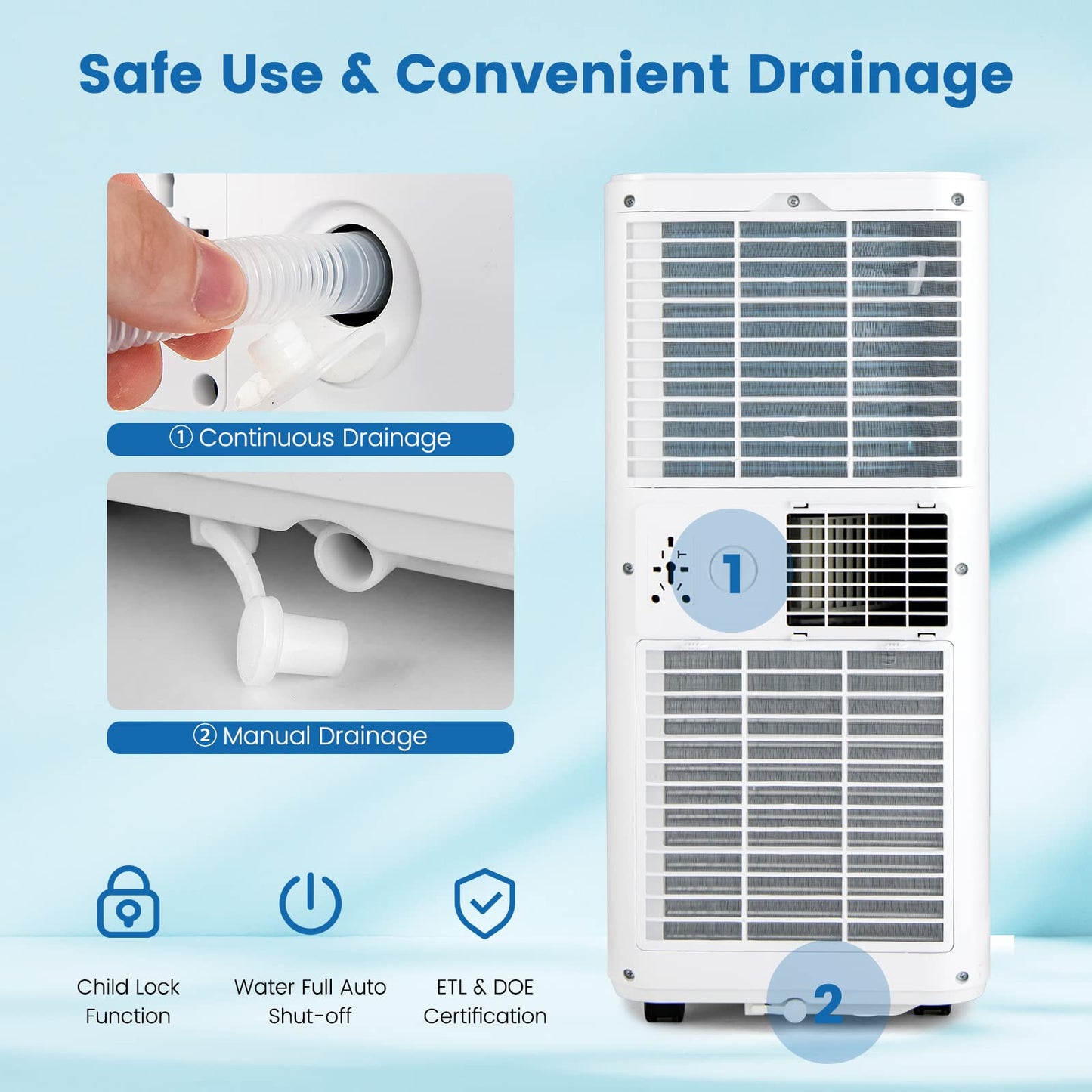 ARLIME Portable Air Conditioner,8000 BTU AC Unit, 3 in 1 Compact Dehumidifier & AC Fan, Quiet Sleep Mode, 24H Timer