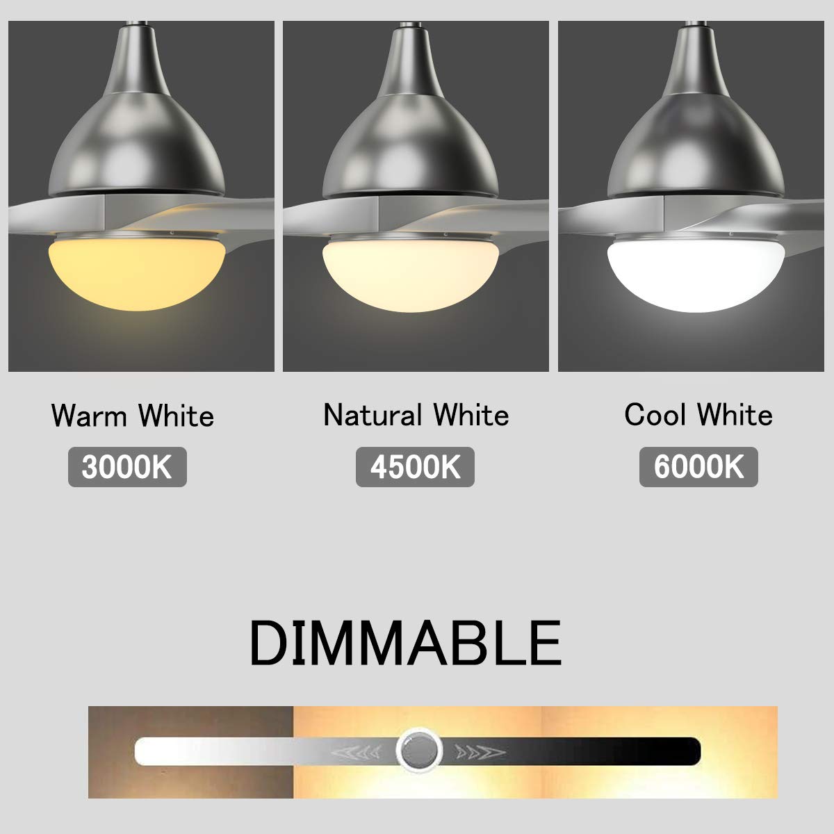 Modern Ceiling Fan with Light, Indoor Low Profile LED Ceiling Fan with Remote Control