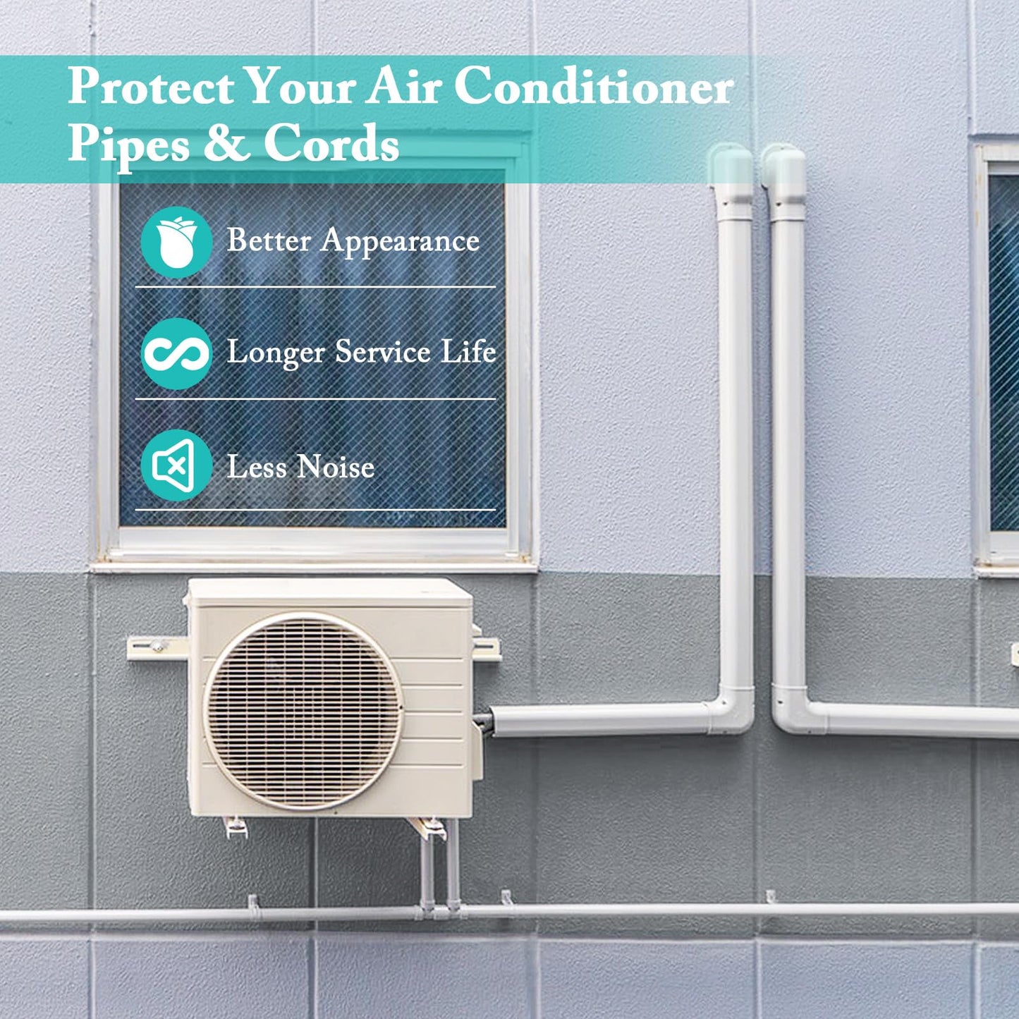 ARLIME 4" Mini Split Line Set Cover, PVC Decorative Paintable Line Set Cover Kit