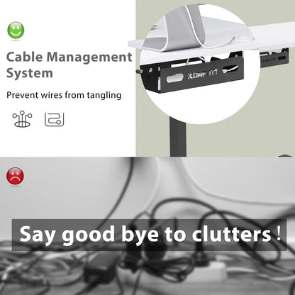 48" x 24" Manual Sit to Stand Desk with Headphone Hook & Cable Tray