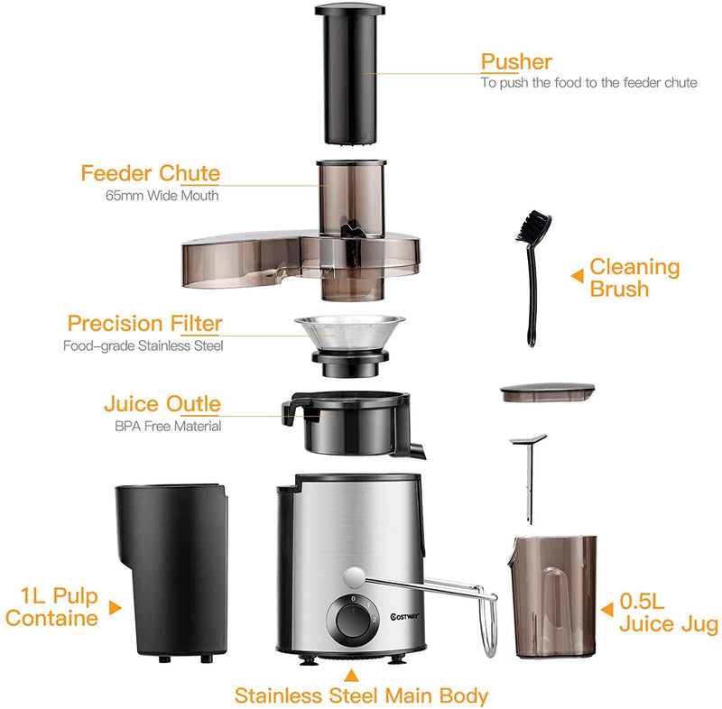 ARLIME Juicer Machines with 2.5inch Wide Mouth, 400W Masticating Juicer Extractor