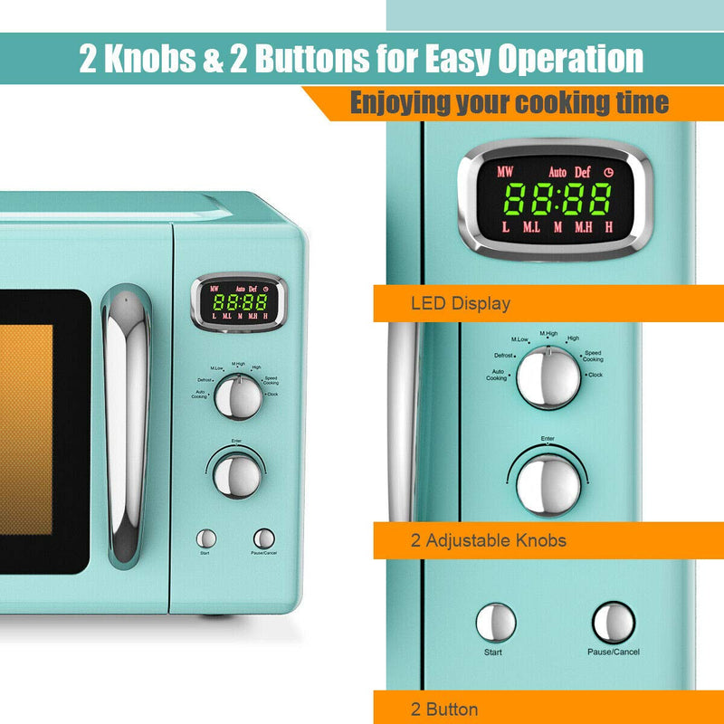 Retro Countertop Microwave Oven, 0.9Cu.ft, 900W Microwave Oven, with 5 Micro Power