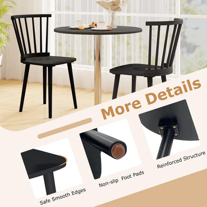 Windsor Dining Chairs Set of 2/4 with Spindle Back and Contoured Seat for Home