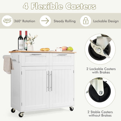 Kitchen Island Cart on Wheels with Side Towel Bar
