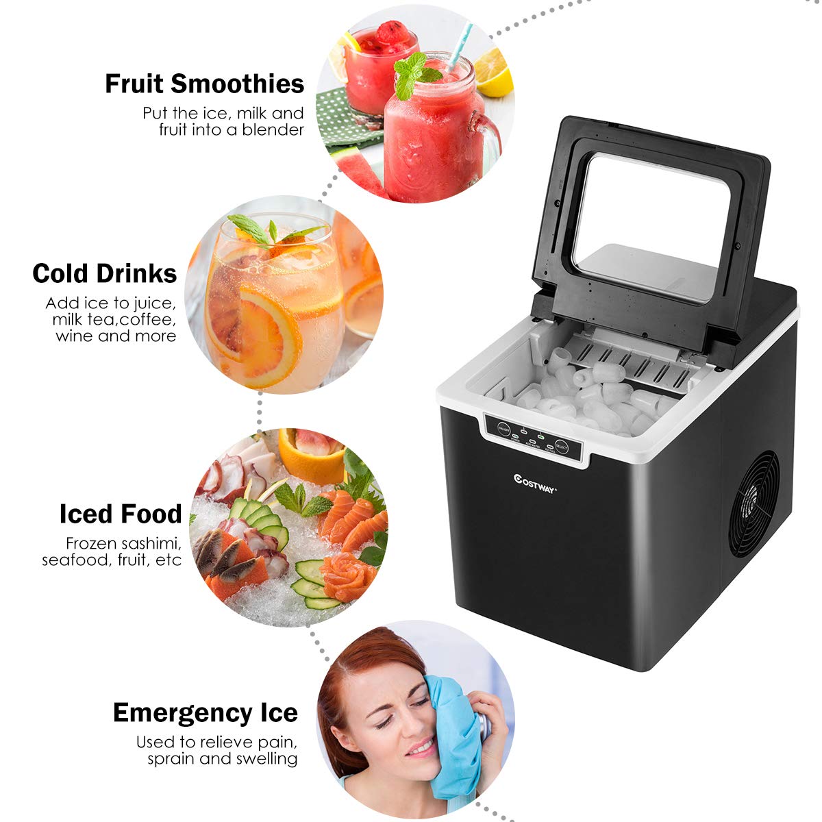 Countertop Ice Maker with Ice Scoop and Basket