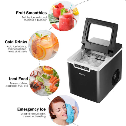 Countertop Ice Maker with Ice Scoop and Basket