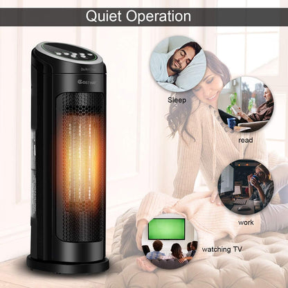 Ceramic Space Heater, 1500W Oscillating Tower Infrared Heater Fan with Remote
