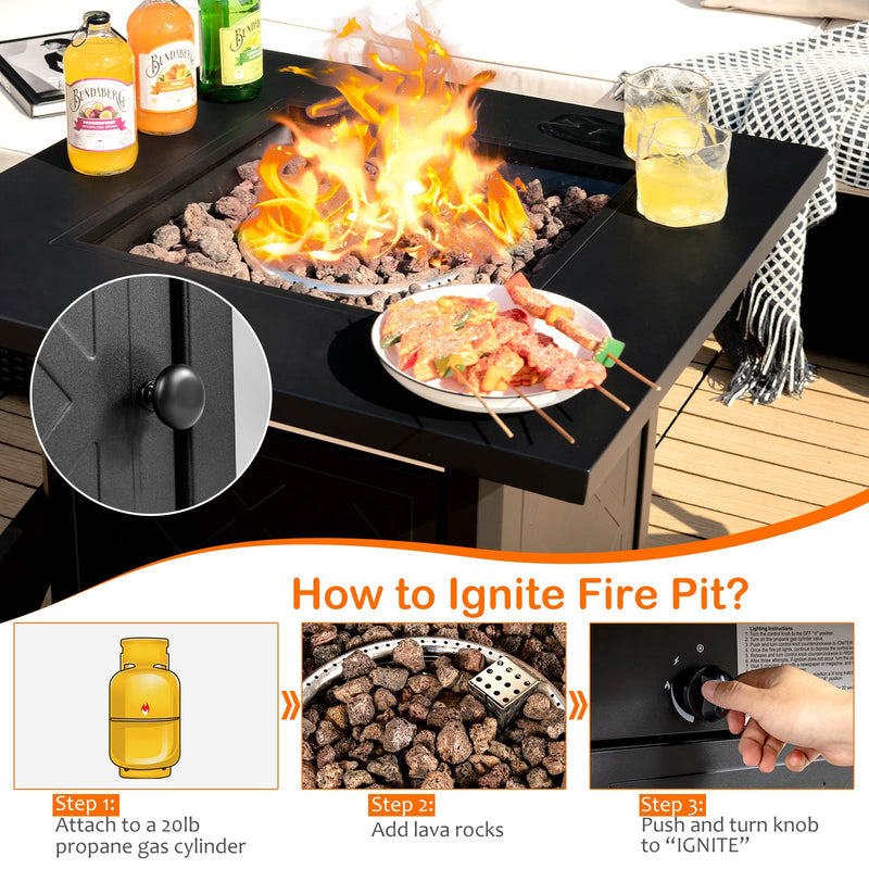 28 Inches Outdoor Propane Fire Pit Table for Patio