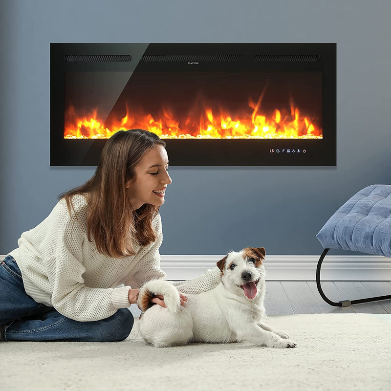 ARLIME 50” Recessed Electric Fireplace 750W/1500W Wall Mounted & in Wall