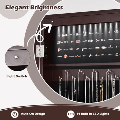 14 LED Jewelry Armoire Cabinet Freestanding Jewelry Storage Organizer