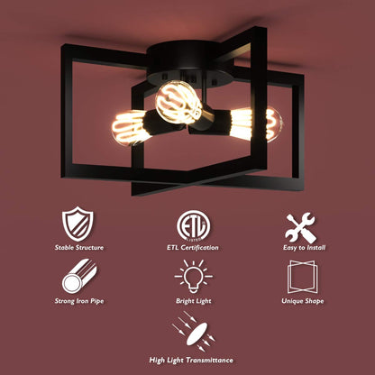 ARLIME 3-Light Flush Mount Ceiling Lamp
