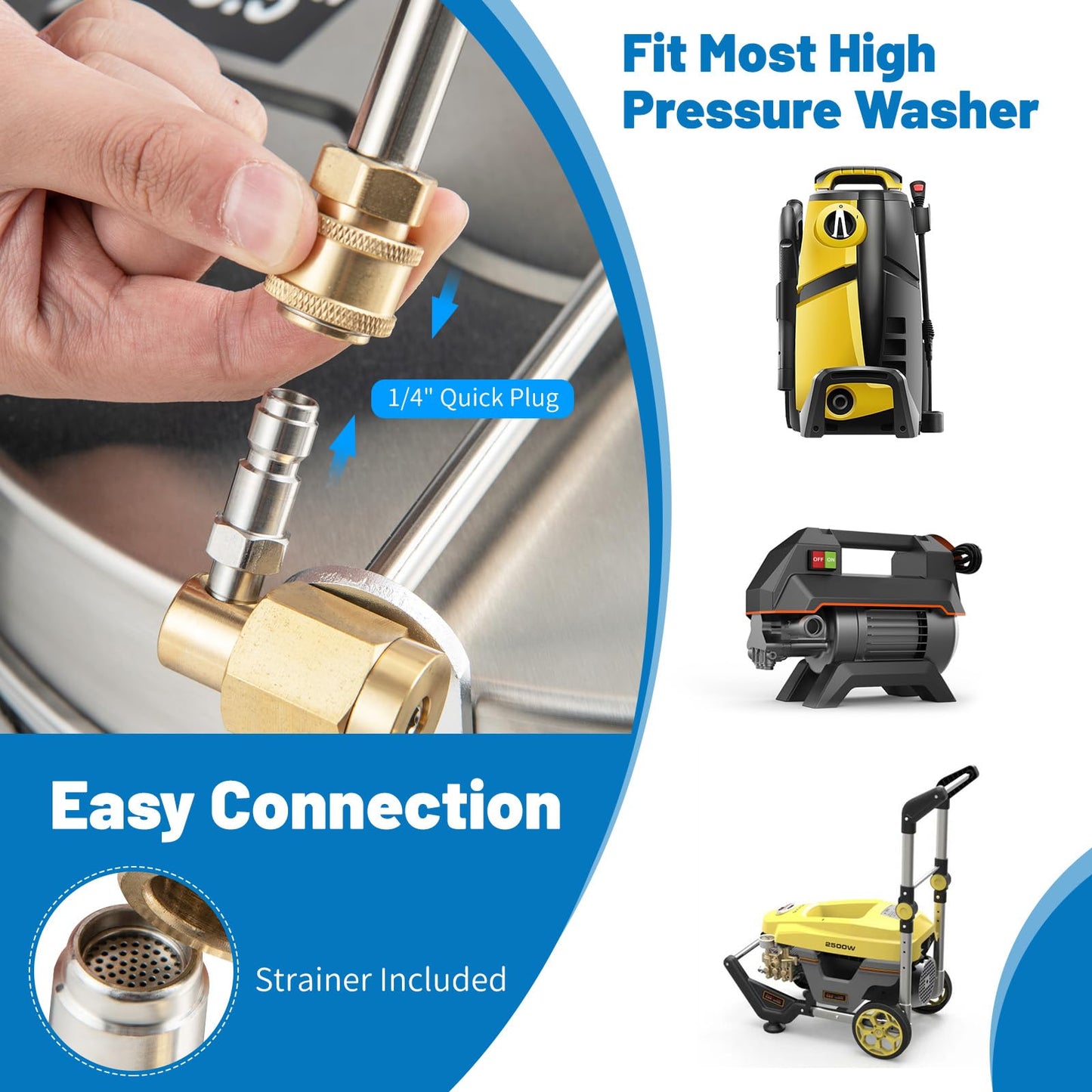 16.5" Pressure Washer Surface Cleaner, Undercarriage Pressure Washer Attachment w/Casters