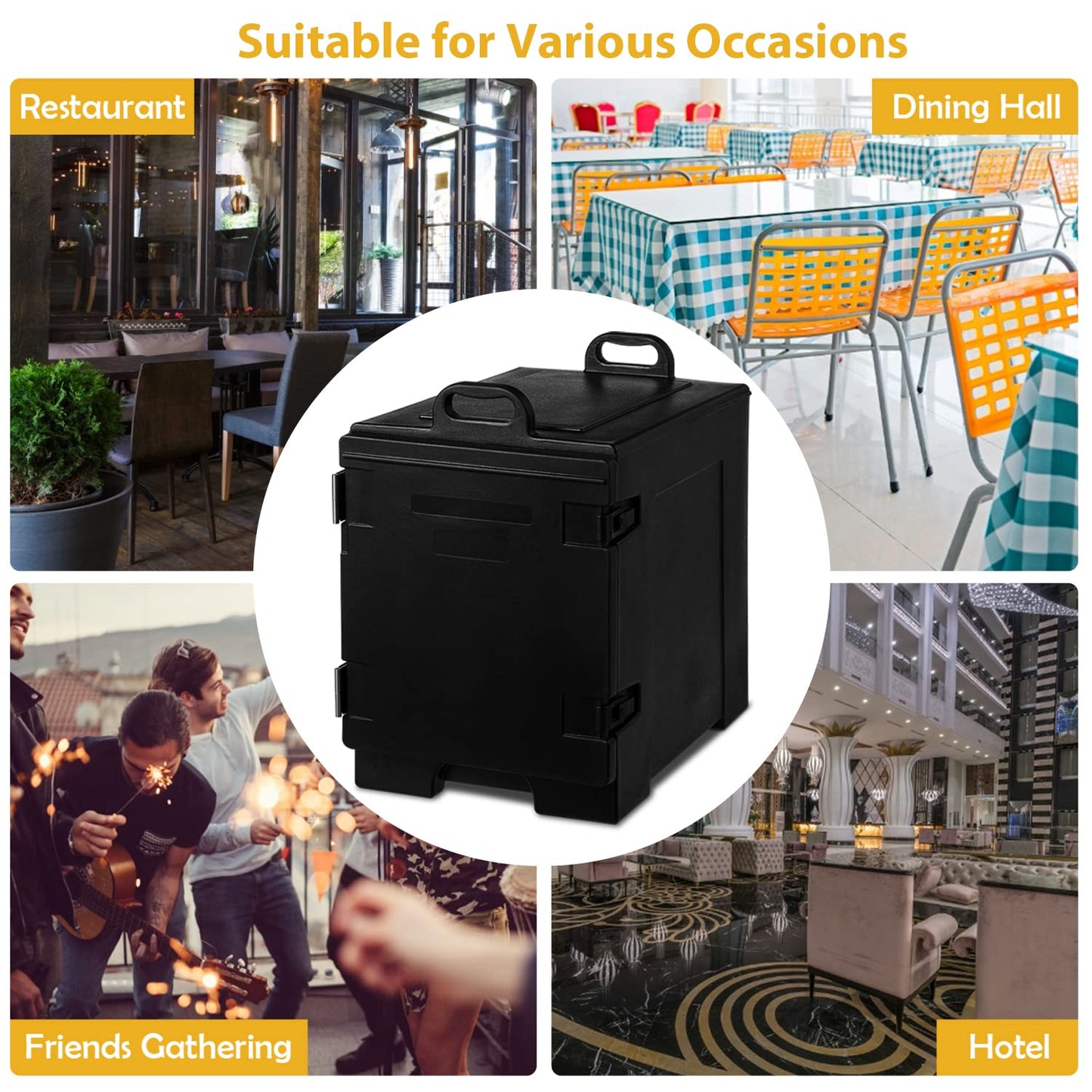 ARLIME Insulated Food Pan Carrier, End-Loading Insulated for 5 Full-Size Pans