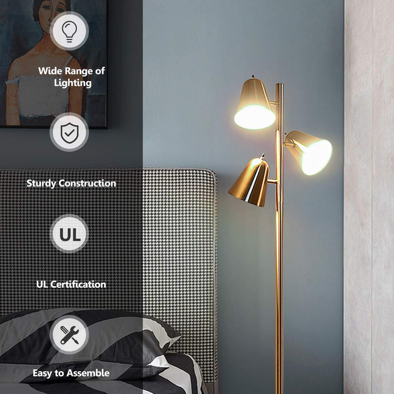 ARLIME 3-Light Floor Lamp, 64” Mid Century Modern Standing Tall Pole Lamp