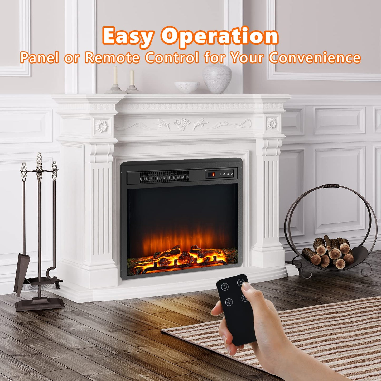 ARLIME 18"/ 25"/ 28" Electric Fireplace Inserts, 1500W Freestanding & Recessed Fireplace