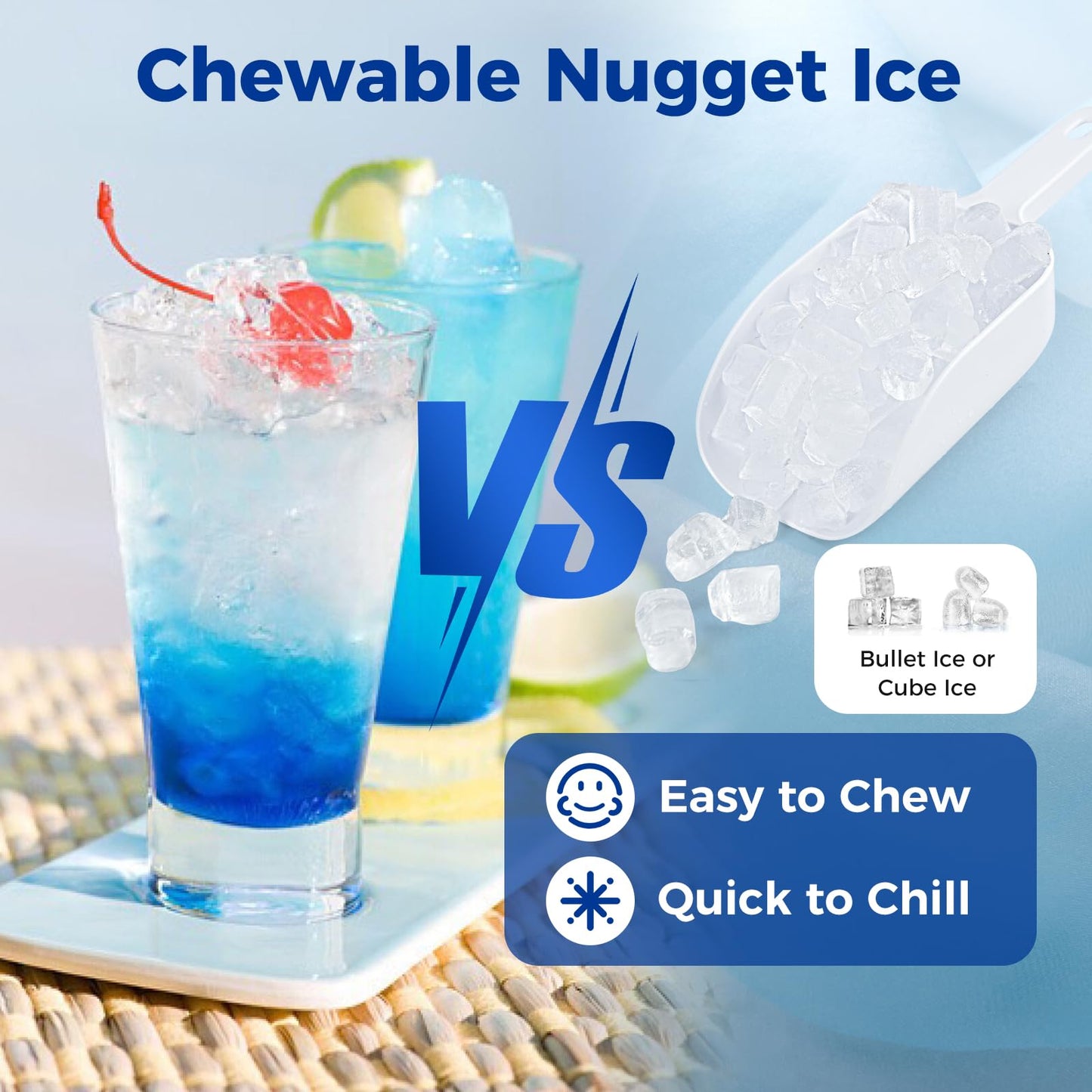 Nugget Ice Maker Countertop With Self-Cleaning Function