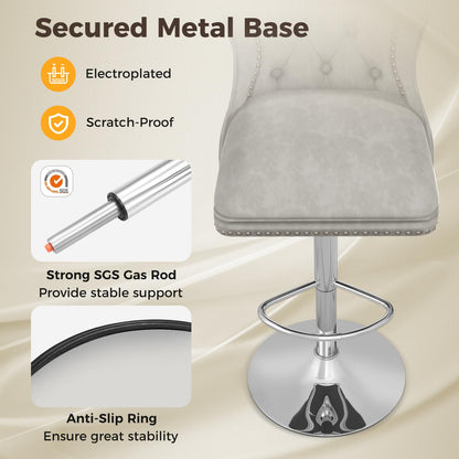 Adjustable Bar Stools Dutch Velvet Bar Chairs with Footrest