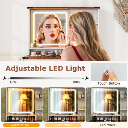 42'' Farmhouse Dressing Table w/Charging Station