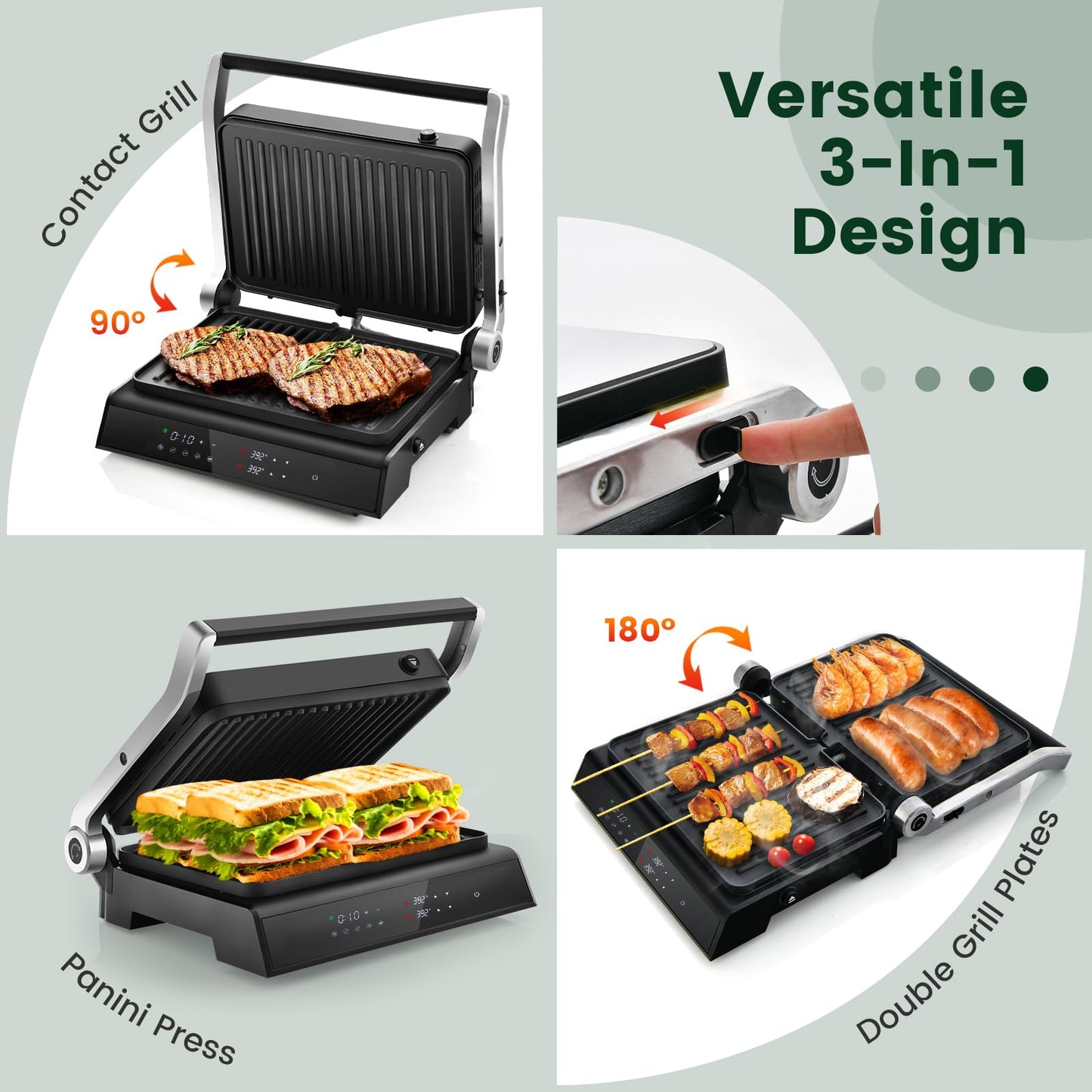 ARLIME 3 in 1 Panini Grill Press Sandwich Maker