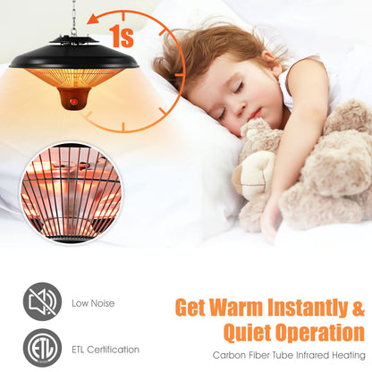 Hanging Patio Heater 1500W Electric Ceiling Infrared Heater with Remote Control