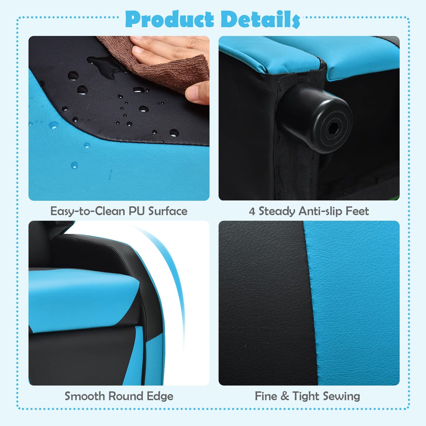 Toddler Leather Recliner with Adjustable Footrest & Headrest for Living Room