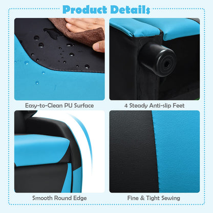 Toddler Leather Recliner with Adjustable Footrest & Headrest for Living Room