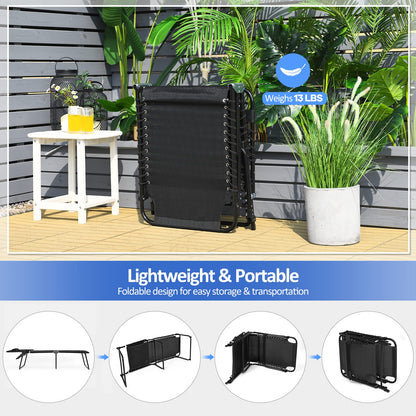 Folding Chaise Lounge Chair Foldable Pool Lounger with 4-Position Adjustable Backrest