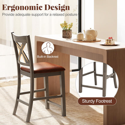 24’’ Counter Height Barstools with Rubber Wood Frame