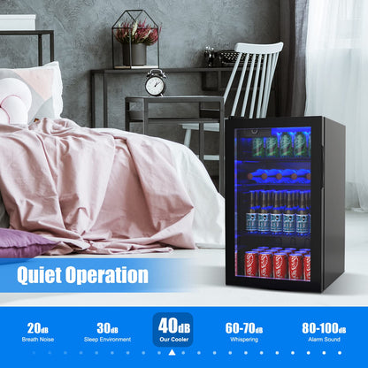 Beverage Refrigerator 120 Can Beverage Cooler with LED Light