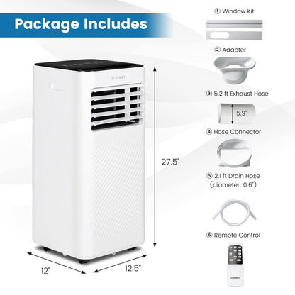 8000 BTU Portable Air Conditioner, 4-in-1 AC Unit with Cool, Fan, Dehumidifier & Sleep Mode for Rooms up to 250 Sq.Ft