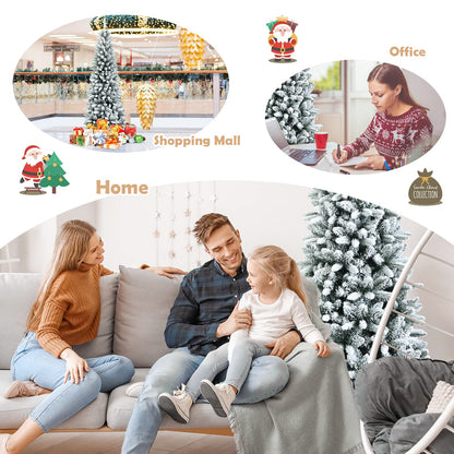 6.5Ft Snow-Flocked Artificial Christmas Tree for Indoor and Outdoor Use
