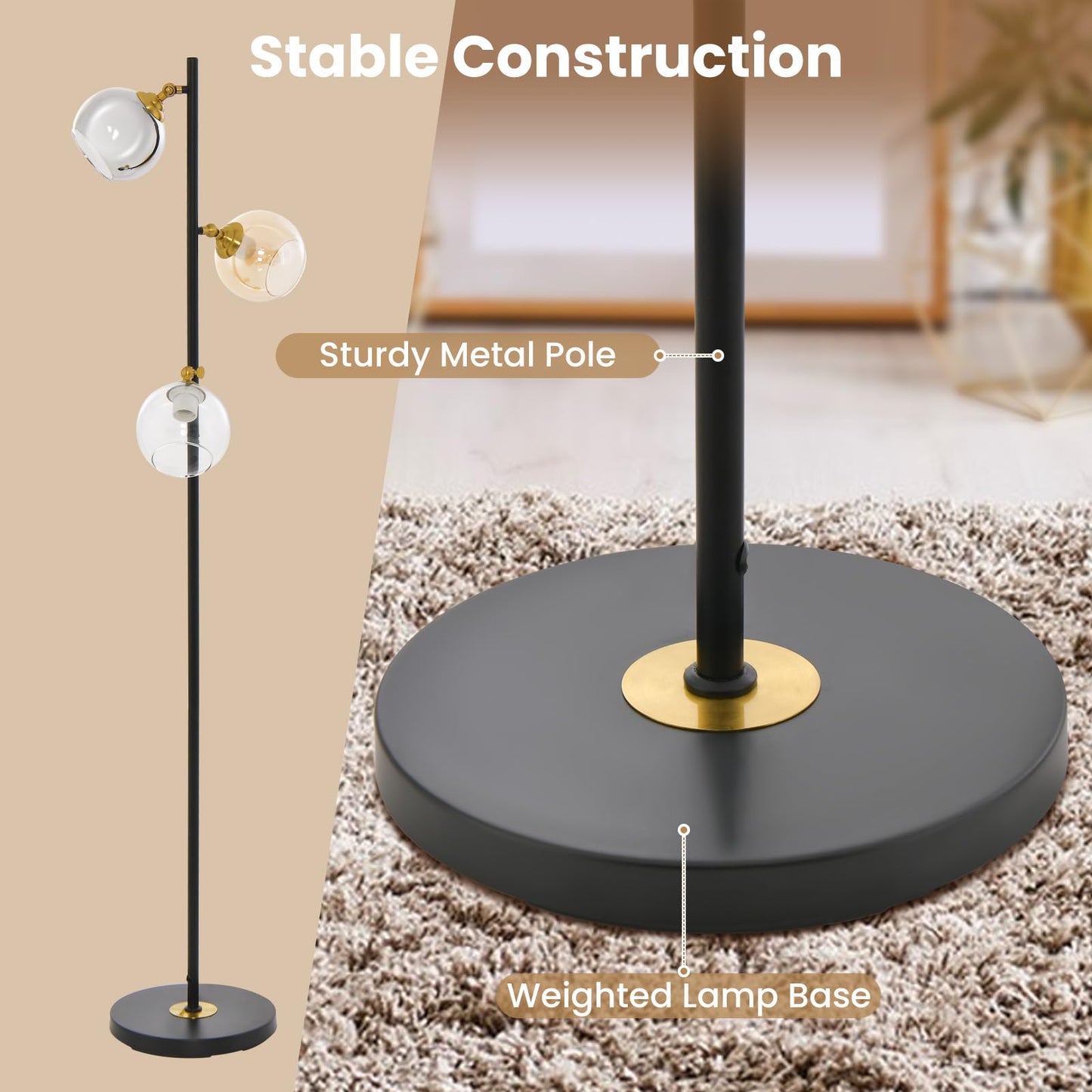 ARLIME Modern Mid-Century Floor Lamp, 64" Tall Floor Lamp