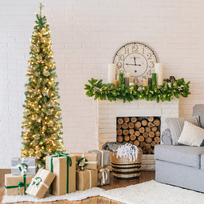 7FT Prelit Half Christmas Tree with 403 Branch Tips & 150 Lights