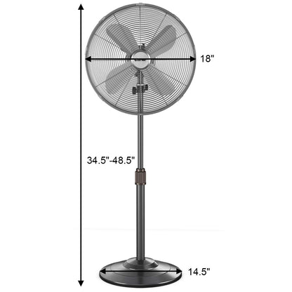 Metal Pedestal Fan 18-Inch Quiet Oscillating Standing Fan