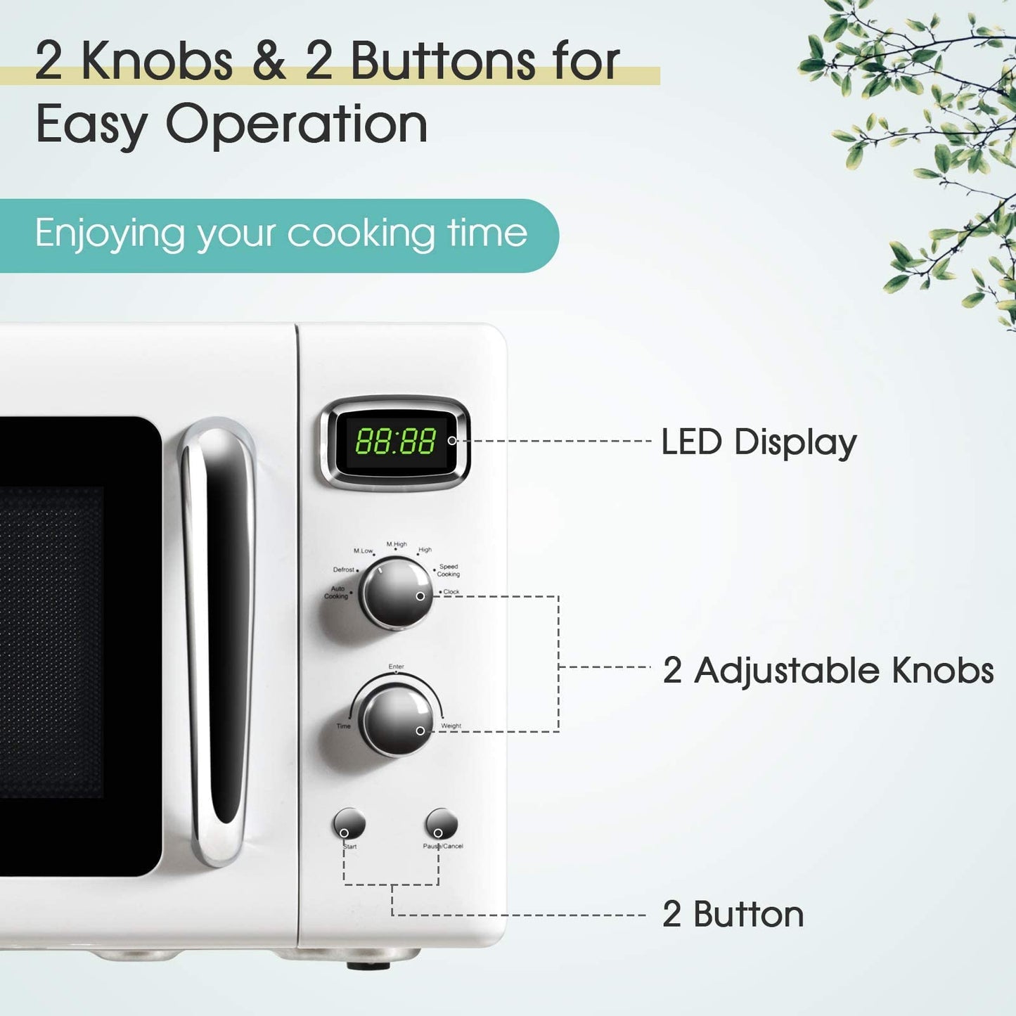 ARLIME Retro Microwave, 900W/0.9Cu.Ft, Small Countertop Microwave