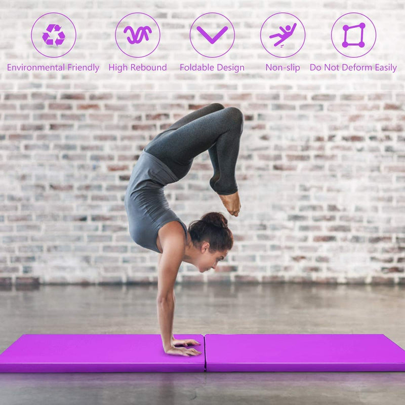ARLIME 2" Thick Exercise Mat, 2-Fold Folding Gymnastics Mat with Carrying Handles