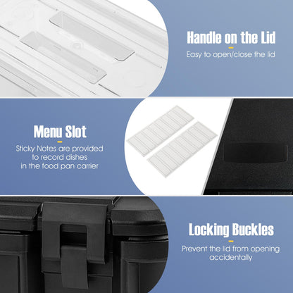 Insulated Food Pan Carrier 31 Qt Catering Hot Box w/ 3 Food-Grade Pans