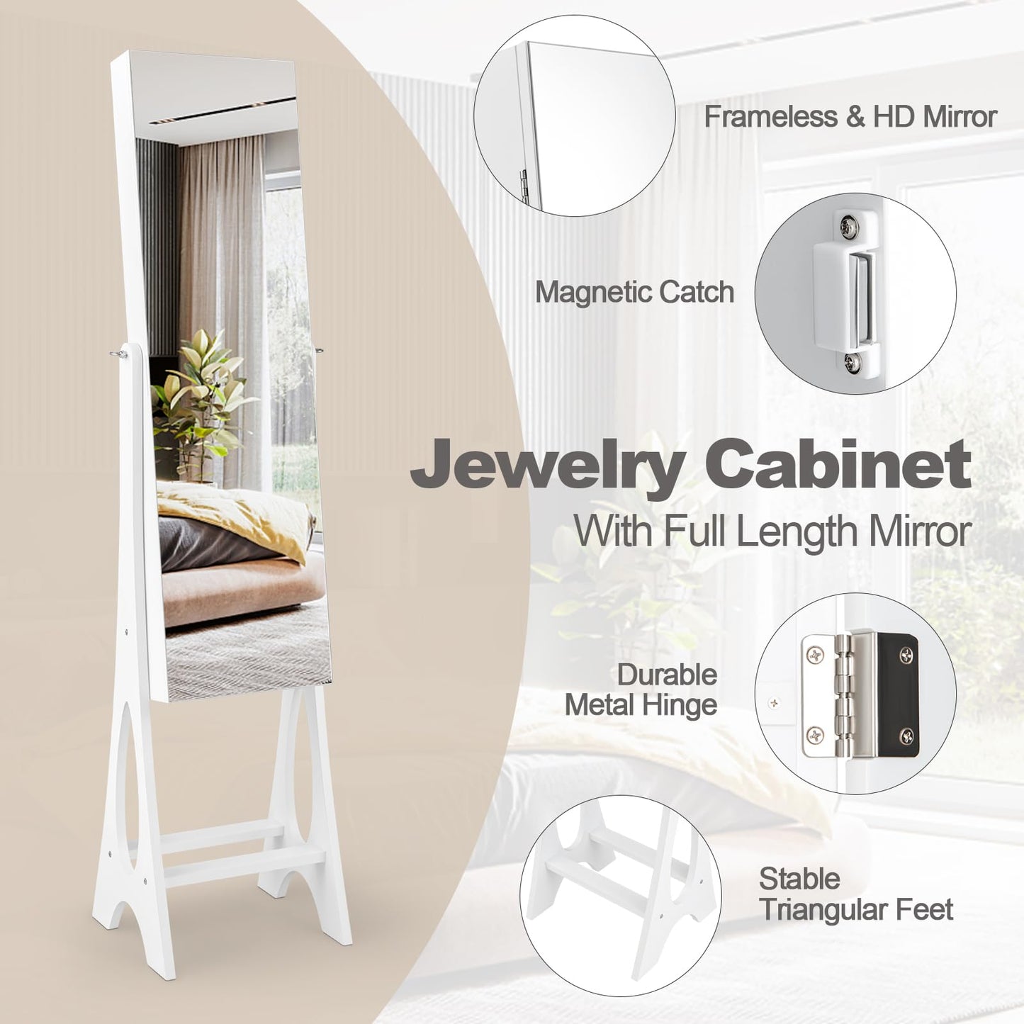 12 LED Jewelry Armoire Cabinet Freestanding Jewelry Organizer