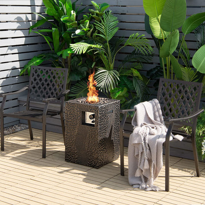 Fire Pit for Outside 16’’Gas Fireplaces 30,000 BTU Electronic Ignition Square with Lava Rocks