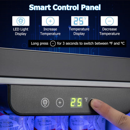 115 Cans Compact Beverage Refrigerator with Adjustable Shelves & Stainless Steel Door