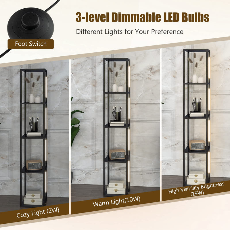 ARLIME Floor Lamp with Shelves, 64 Inches Modern Shelf Floor Lamp