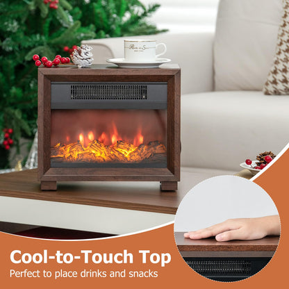 13’’ Electric Fireplace Heater, 750W Mini Tabletop Electric Fireplace Stove with Realistic Flame