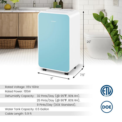 Dehumidifier for Basement, 32 Pints Portable Quiet Dehumidifier for Rooms up to 2500 Sq. Ft w/Sleep Mode, 24H Timer