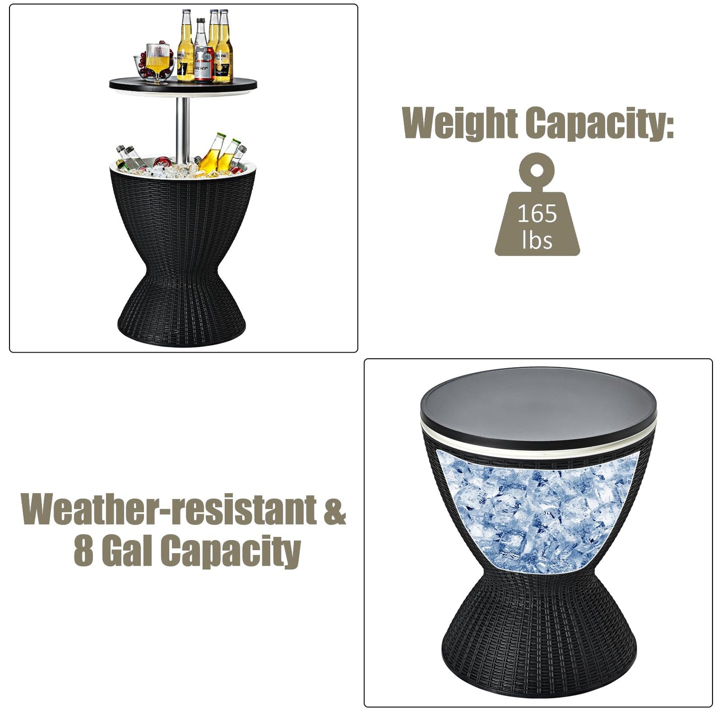 Outdoor Cool Bar Table 8 Gallon Beer and Wine Cooler