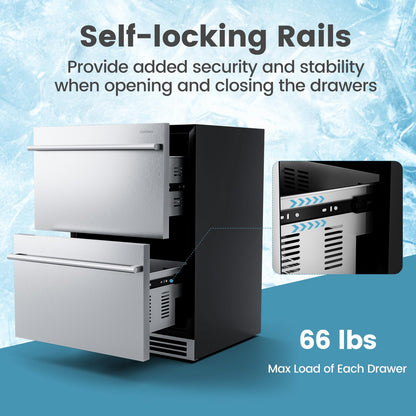 24 Inch Dual Drawer Beverage Refrigerator Built-in and Freestanding Beverage Fridge