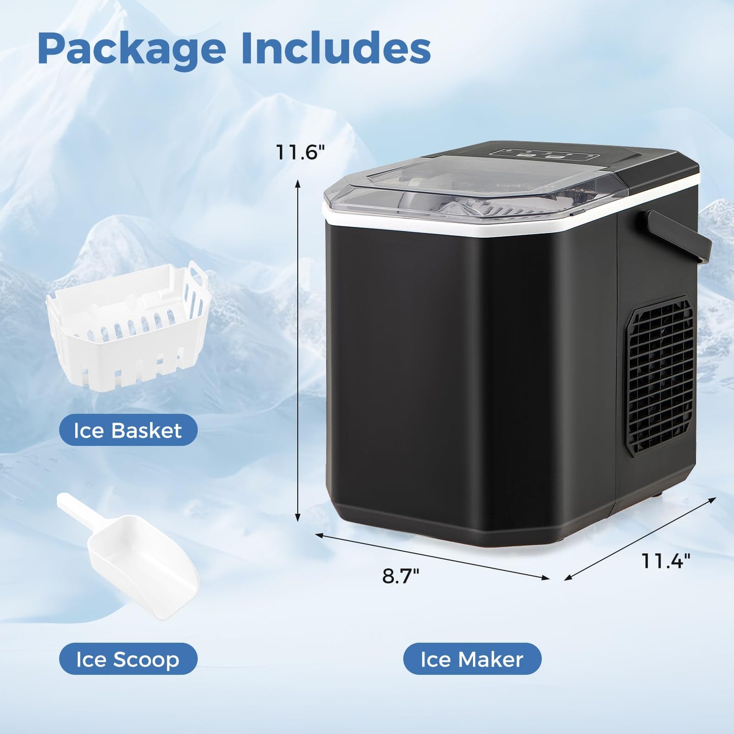 Countertop Ice Maker with Self-Cleaning 9 Ice Cubes Ready in 6-13 Mins