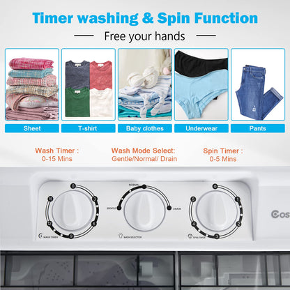 ARLIME Portable Washing Machine Twin Tub 21Lbs Capacity, Washer(14.4Lbs) and Spinner(6.6Lbs)