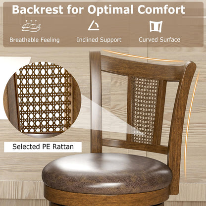 25”/30” Solid Rubber Wood Swivel Counter Chairs with Faux Leather Seat