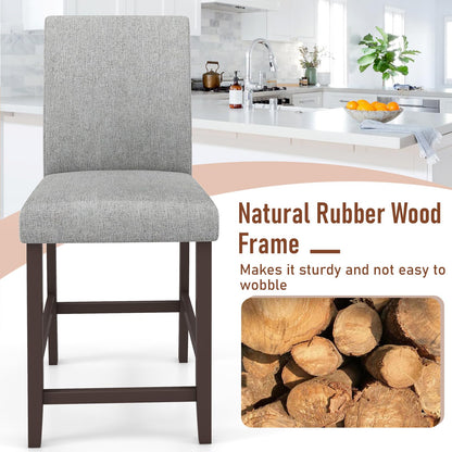 Bar Stools Set of 2/4 Counter Height Bar Stools with Rubber Wood Legs & Ergonomic Back