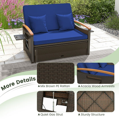 Outdoor Loveseat Sofa with Storage Ottoman for Yard